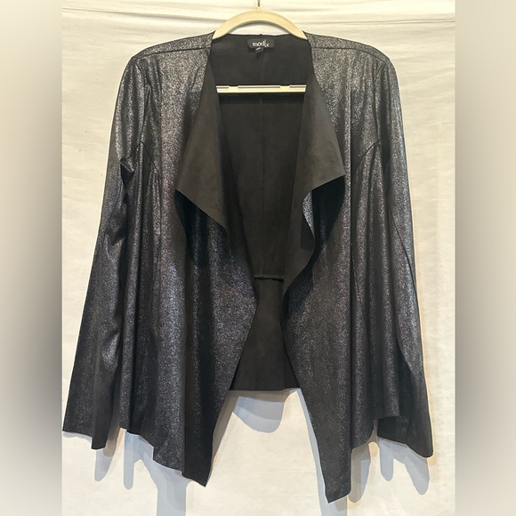 NWOT - mod x Faux Suede Shimmer Cascade Front Jacket - Size Large - Picture 2 of 7